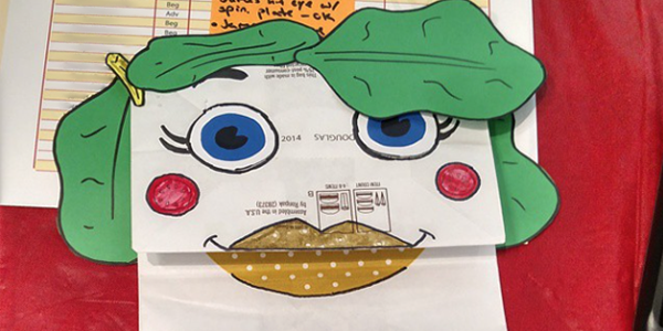 A crafty burger bag puppet